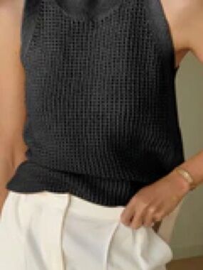 Commense Black Knit Halter Tank Top